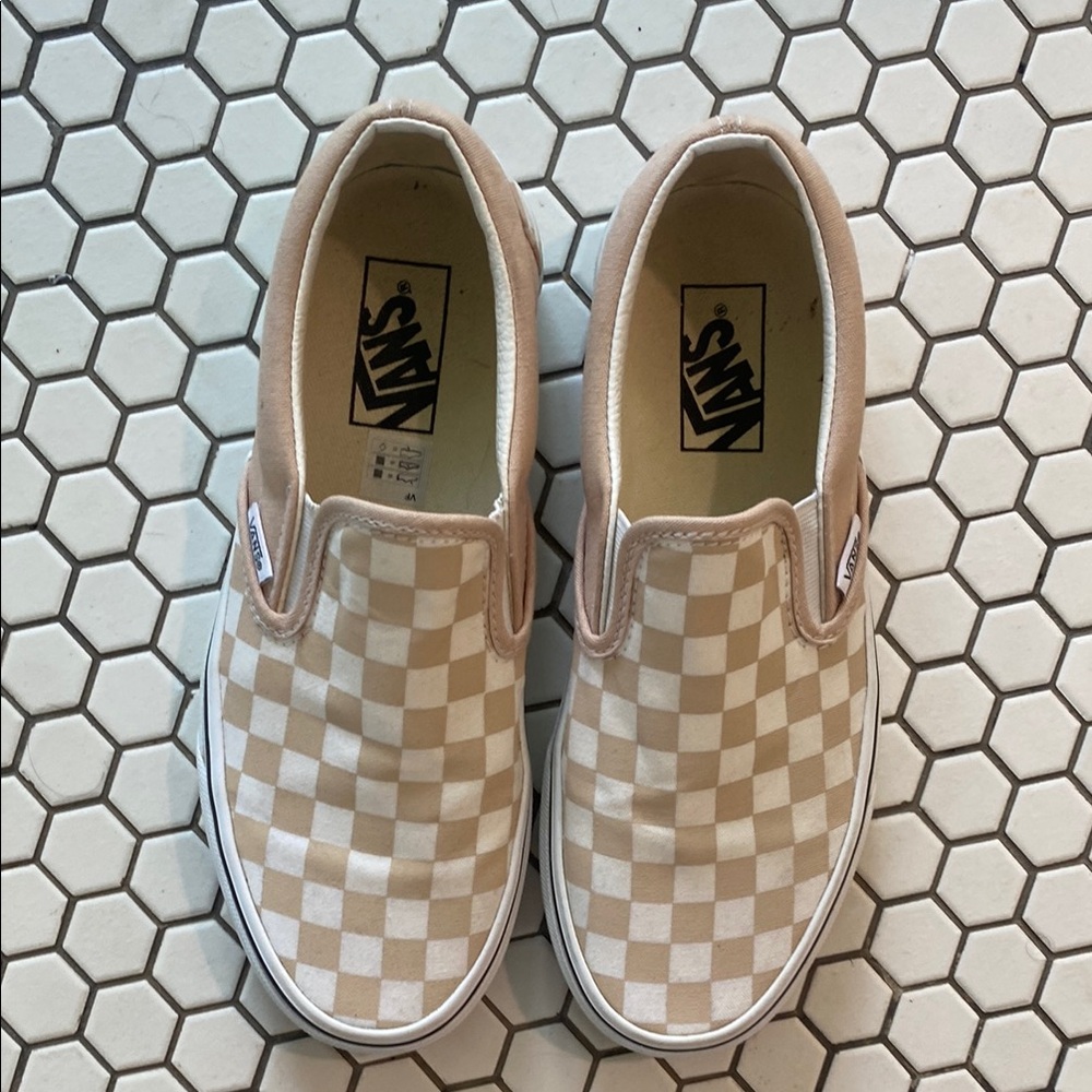 Vans Checkerboard Slip-On Shoes - Tan